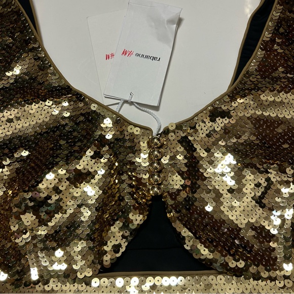 NWT Rabanne x HM sequin top in gold (size XL) - Picture 6 of 9